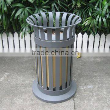 Powder coated metal receptacle bin outdoor dome top trash can