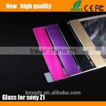 2.5D Titanium Alloy Brushed Metal Tempered Glass Screen Protector Guard for SONY Z1 Front + Back photo-3