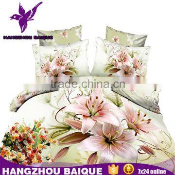 Polyester Flower Design 3D Bed Cover Set Retail with Duvet Cover Pillowcases