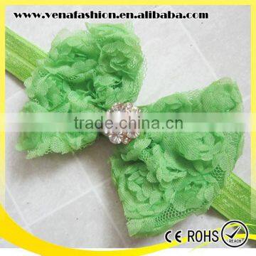Large Bow Knitted Diamond Flower Baby Hair Bow Headband photo-3