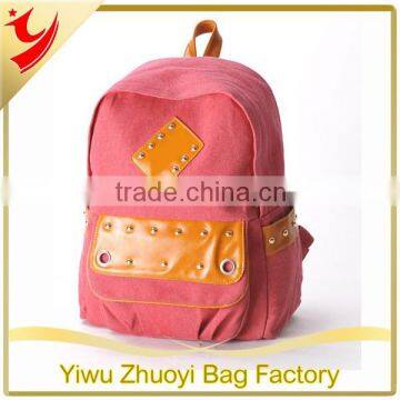 2015 Fashion 100% cotton canvas backpack bags for high school girls