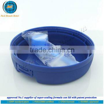 2015 innovative 132mm seal plastic toddlers milk powder can cap with measuring spoon with FSSC 22000 certified-GMP plant