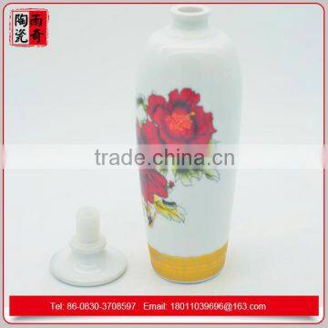 Elegant plum flower ceramic wine bottle