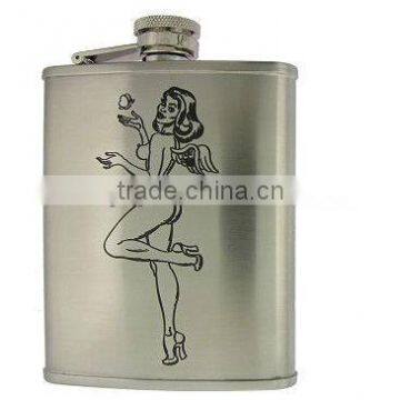 8oz mini antique hip flask with silk-screen