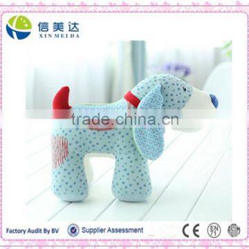 Blue cute dog with big ears and red tail plush toy