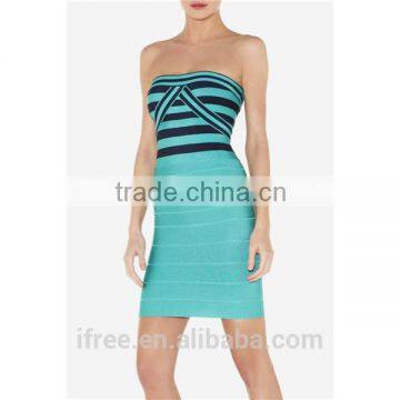 Strapless blue and balck straps bandage backless summer dresses 90032