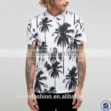 sports jersey new model polo t-shirt printing style palm tree printing t-shirt with polo collar