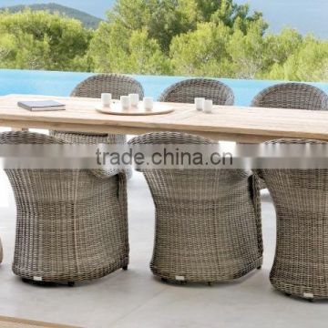 PE rattan long table with dining chair