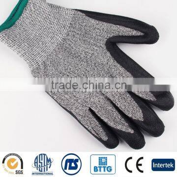 HPPE Fiberglass Nylon PU Coating ANSI 4 Cut Resistant Gloves photo-3