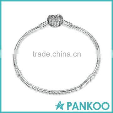 Factory directly wholesale sterling silver snake chain bracelet fit European charms with DIY clasp