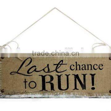 Wooden Home Sign Handmade Customized Burlap Printing photo-5