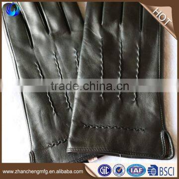 Plain Style Man Winter Sheepskin Leather Gloves for Touch Screen With High Quality photo-2