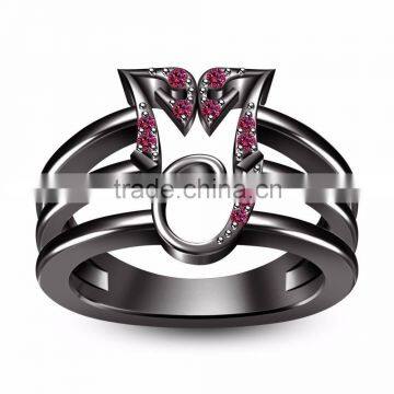 Innovative Design Double Seven Monogram Pink Micro Pave Zircon Rings For Women