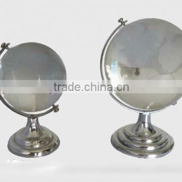 ARRIVAL crystal glass globe with metal base for desk decoration