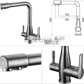 OEM&ODM Accept Upc Kitchen Faucet 304 Stainless Steel Long Handle Double Outlet Tap photo-4