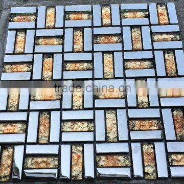 cheap glass electroplate mosaic tile for home interior decoration /wallpapers(PMGRL035)