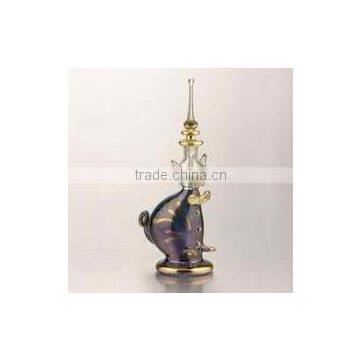 14 K Gold Cat Egyptian Glass Perfume Bottle