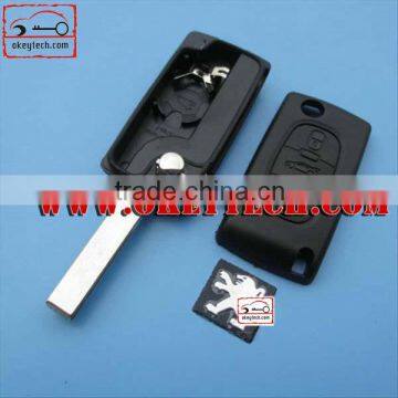 OkeyTech Peugeot 407 3 remote key shell trunk button with groove blade and battery place for key cover peugeot 407