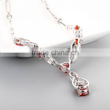 925 Sterling Silver Stone Chain Necklace Jewellery SNP029W photo-5
