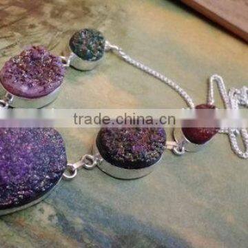 Druzy Sterling Silver Gemstone necklace