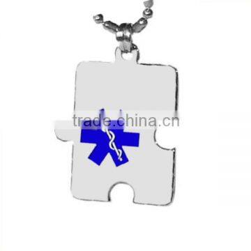 SRP0158 Trend 2016 Blue Single Helix Snake Puzzle Shape Stainless Steel Medical Alert Pendant