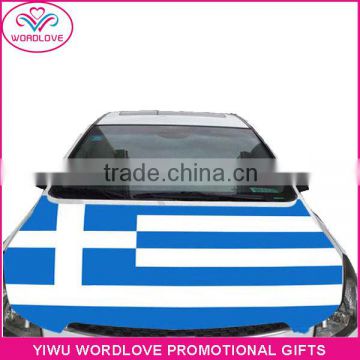 custom elastic printed polyester&spandex Greek flag car hood cover,promotion Greece car bonnet flag for national day