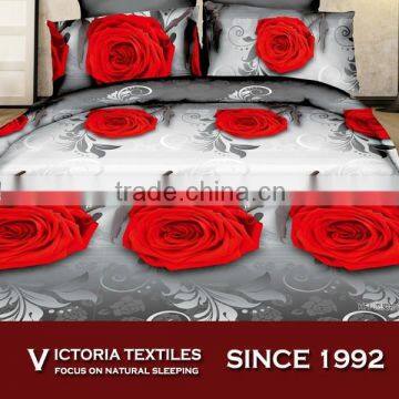 red flower 100% polyester 3d printed bed cover set 4 pieces comforter cover sets