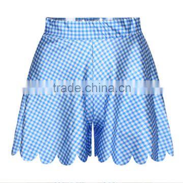 2015 Cargo Shorts Women Shorts Summer Printing Blue Plaids Pants Hot Shorts N14-52