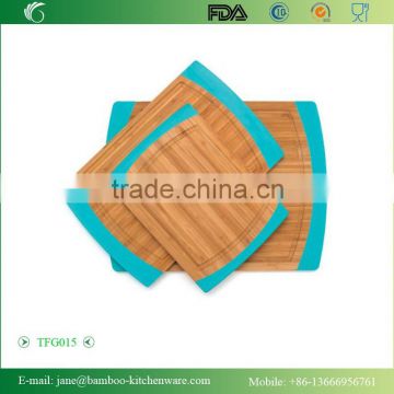 Bamboo Non Slip Cutting Board with Silicone Sides and groove