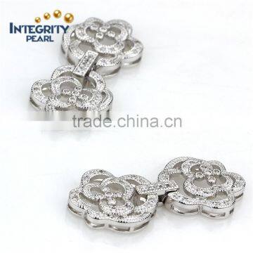 large flower shape white gold plated cheap jewelry findings jewelry clip clasp