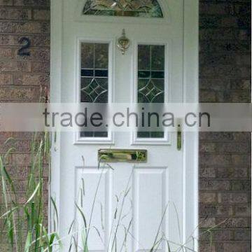 glass panel villa entry door with door head white color