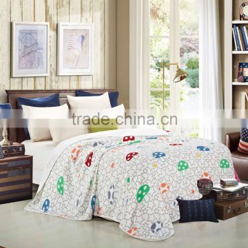 Mushrooms and Stars Printed 100% Cotton Knitted Blanket/Summer Quilt