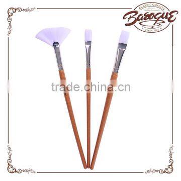 Bulk Cheap 3 Pcs Set Long Handle White Nylon Hair Fan Shaped Artist Oil And Acrylic Paint Brush