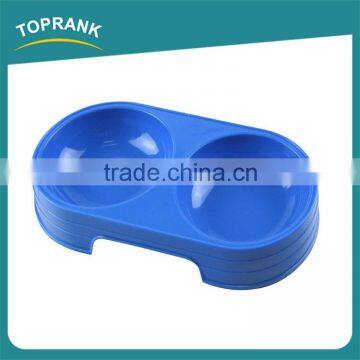 Cheap wholesale custom color small plastic double dog bowl