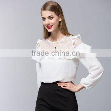 Pretty Steps 2016 Design elegant women blouse tops chiffon blouses Chiffon Long Sleeve Shirt Blouses Top