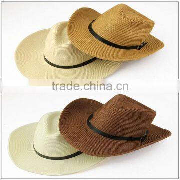 >>>>Men Summer Outdoor Beach Fishing Sun Cap Straw Collapsible Wide Brim Cowboy Hat photo-5
