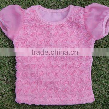 wholesale new style pink rose t- shirt, baby tank tops, kid summer wear