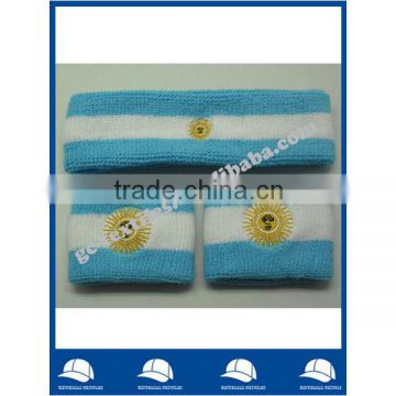 Alibaba China supplier cheap cotton terry elastic headbands wristband sweatband set