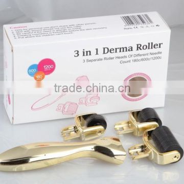 2015 newest micro needle 3 in 1 golden derma roller