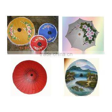 ChiangMai outdoor umbrella made from fabric and paper painting any style