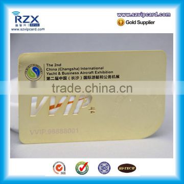 Free sample Cut letters metal VIP card gold metal card for members