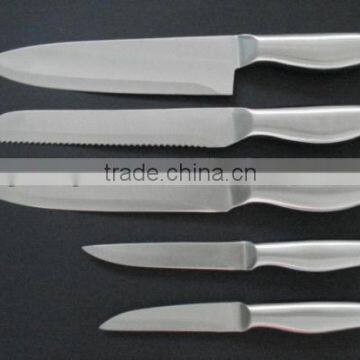 kitchen tool knife set in stainless steel block