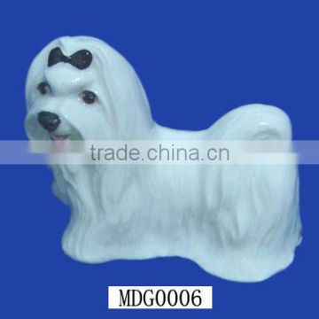 Hand Made Vintage Ceramic Dog Figurine White Maltese