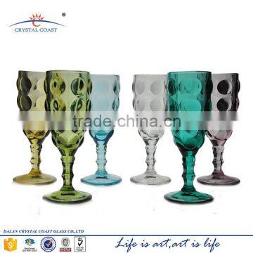 green blue set 6 bubble style vintage fine glass elegant stemware for Champagne or Cocktail