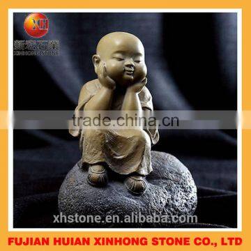 Granite Lovely Little Monk Stone Statue Hands on Chin