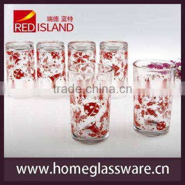 6pcs glass water set drinking glass printed glass cup set