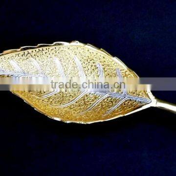 Home and garden decoration brass gold and silver plated leaf shape serving tray