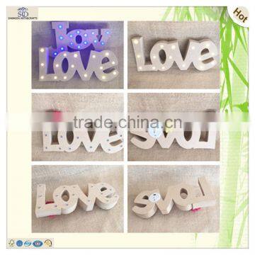 Supplie Gifts Tableware Letters Love Wooden Led Ornament