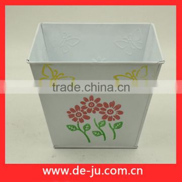 White Square Metal Outdoor Oval Planter Flower Pots