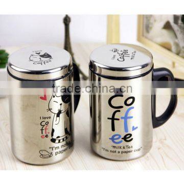 Supply fashion creative Coffee Cat stainless steel office mug / cup